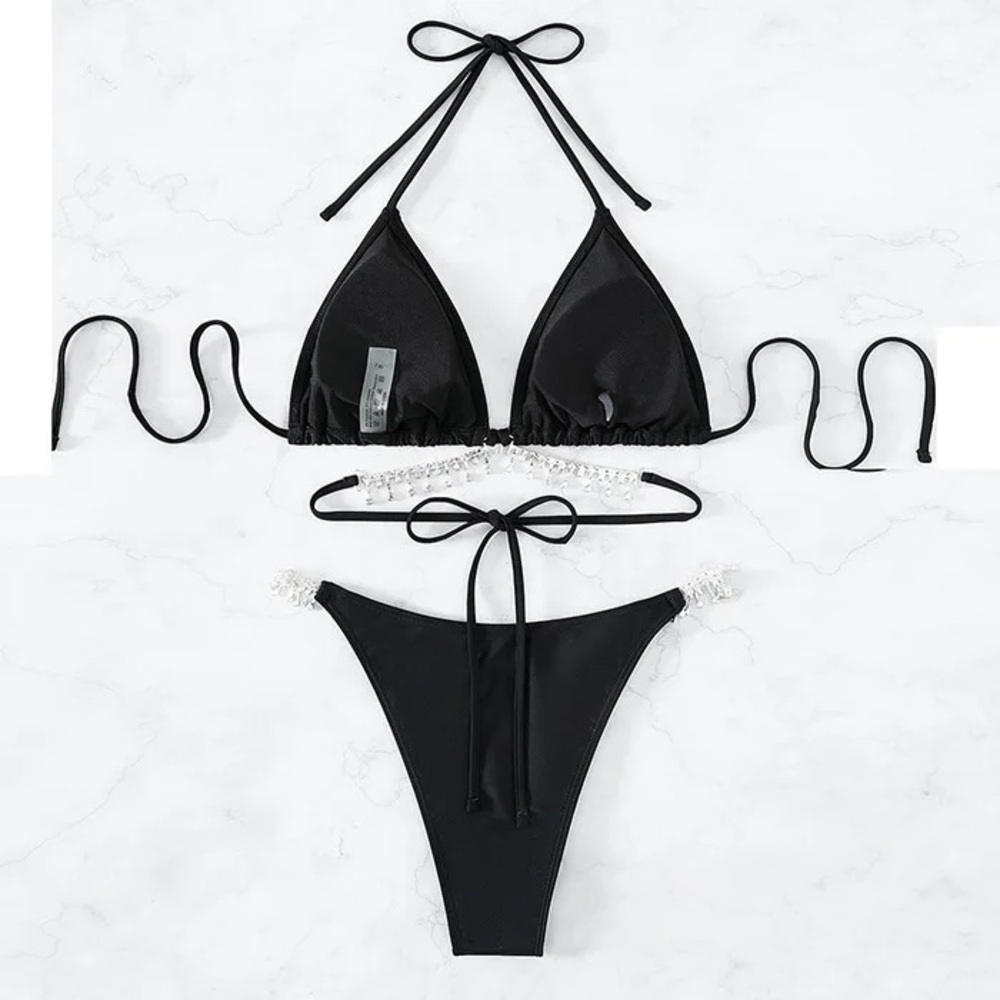 Black Rhinestone Bikini - Picture 4 of 6
